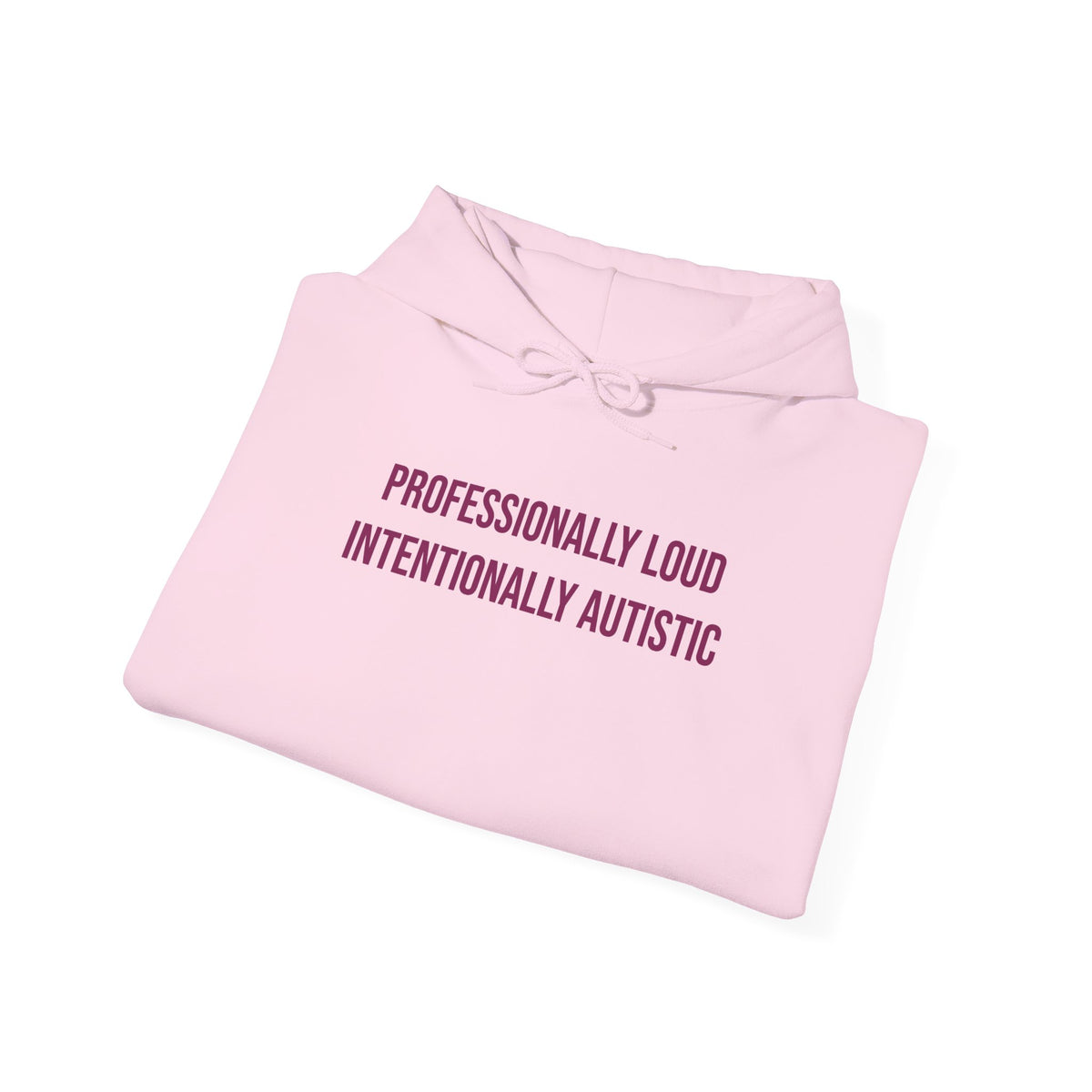 "Professionally Loud, Intentionally Autistic" Unisex Hoodie — Bold Plum Lettering | Uplifted By Design™ Autism Acceptance & Sensory Pride Hoodie
