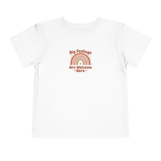Big Feelings Are Welcome Here Toddler Shirt | Boho Rainbow Emotional Wellness Kids Tee