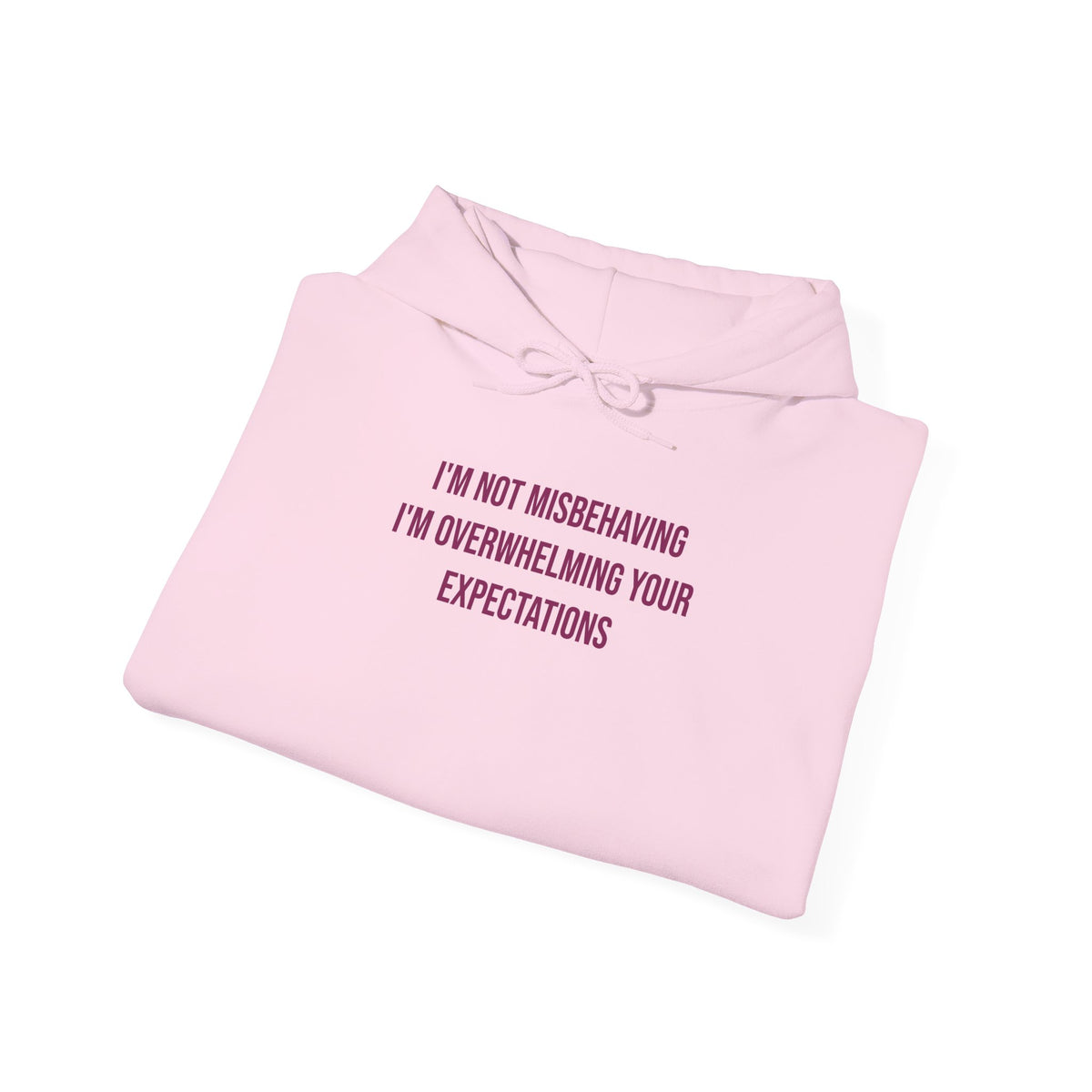"I’m Not Misbehaving, I’m Overwhelming Your Expectations" Unisex Hoodie — Stacked Plum Lettering | Uplifted By Design™ Autism Acceptance & Sensory Pride Hoodie