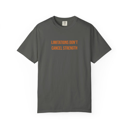 Limitations Dont Cancel Strength T-shirt | CP Awareness Tee