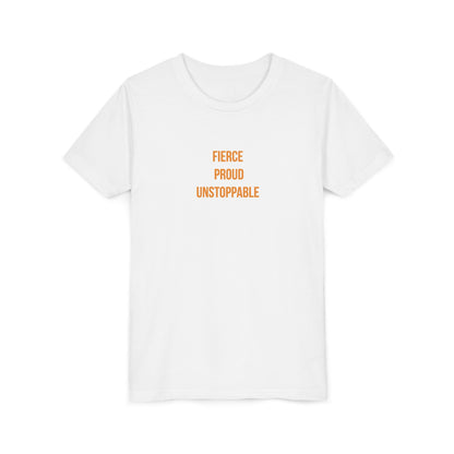 "Fierce Proud Unstoppable" Cerebral Palsy Awareness Youth Tee | Uplifted By Design