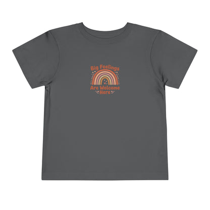 Big Feelings Are Welcome Here Toddler Shirt | Boho Rainbow Emotional Wellness Kids Tee
