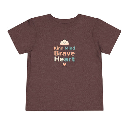 Kind Mind Brave Heart Toddler Shirt | Positive Affirmations Emotional Wellness Kids Tee