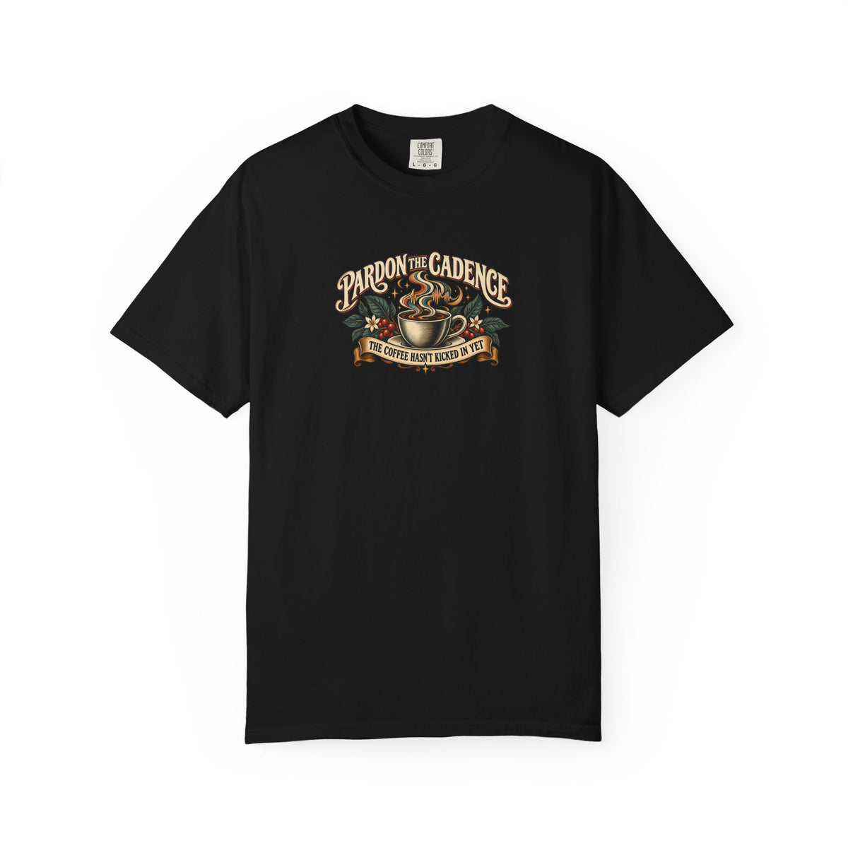 "Pardon the Cadence" Illustrated Edition Unisex T-Shirt — Vintage Coffee & Botanical Graphic | Uplifted By Design™ Cerebral Palsy & Speech Difference Tee