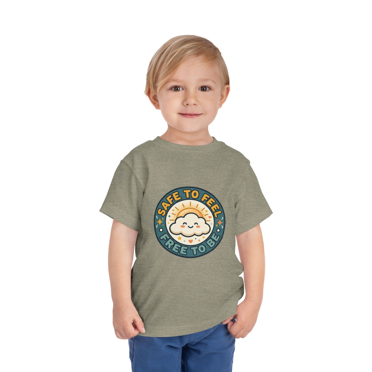 Toddler Tee — "Safe to Feel, Free to Be" Emotional Wellness | Mental Health Affirmation Kids Shirt