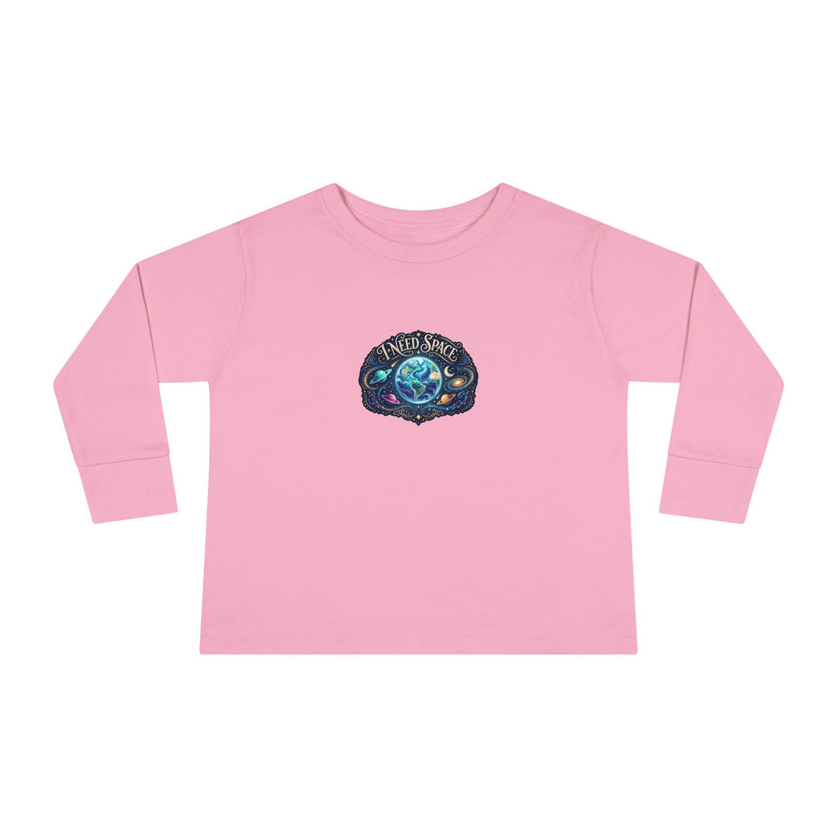 "I Need Space" Toddler Long Sleeve Tee — Cosmic Calm Planet | Uplifted By Design™ Autism Acceptance & Sensory Pride Shirt