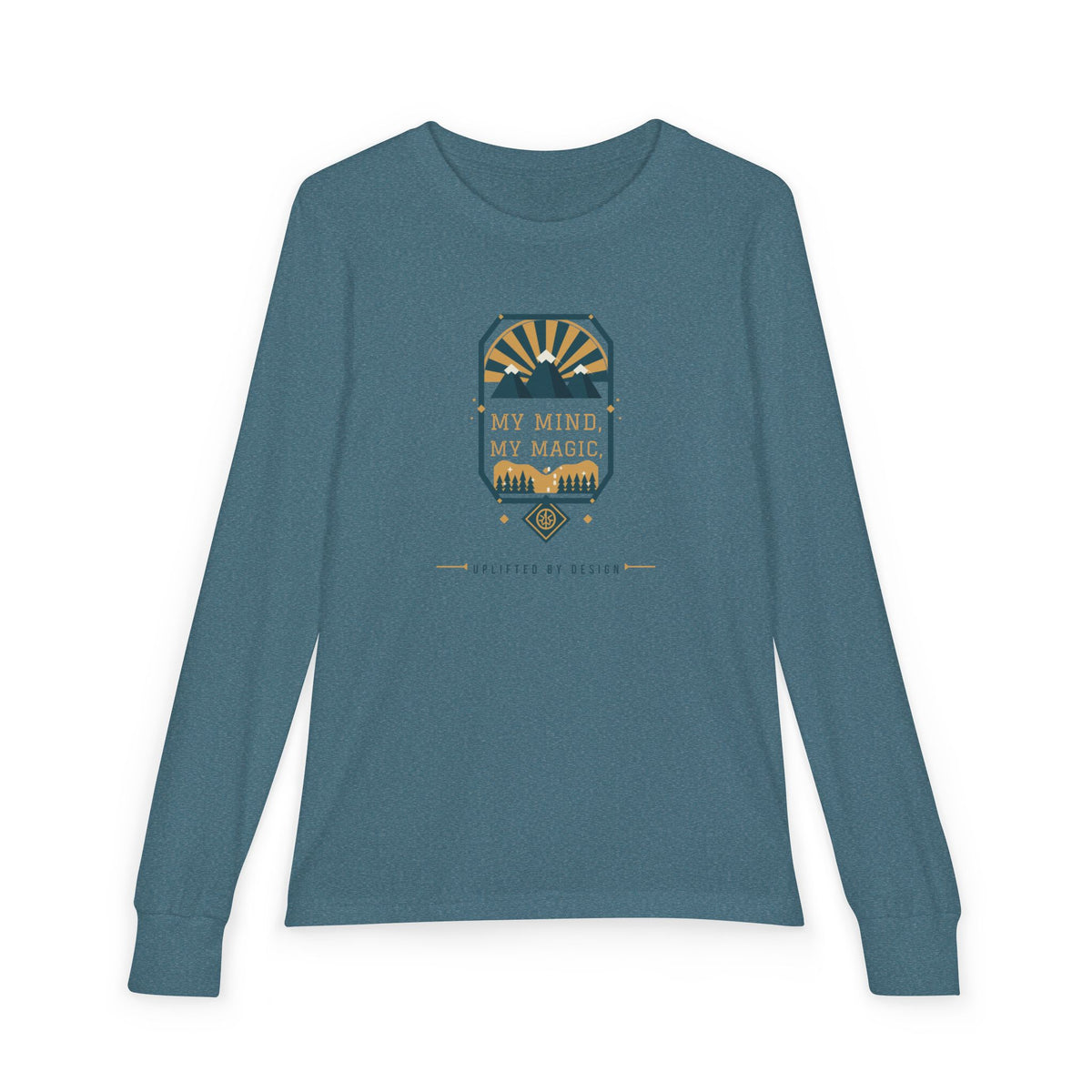 "My Mind, My Magic" Youth Long Sleeve Tee — Hand-Lettered Lockup | Uplifted By Design™ Autism Acceptance & Sensory Pride Shirt