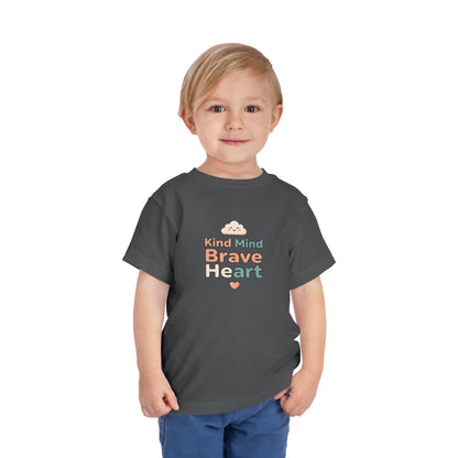 Kind Mind Brave Heart Toddler Shirt | Positive Affirmations Emotional Wellness Kids Tee