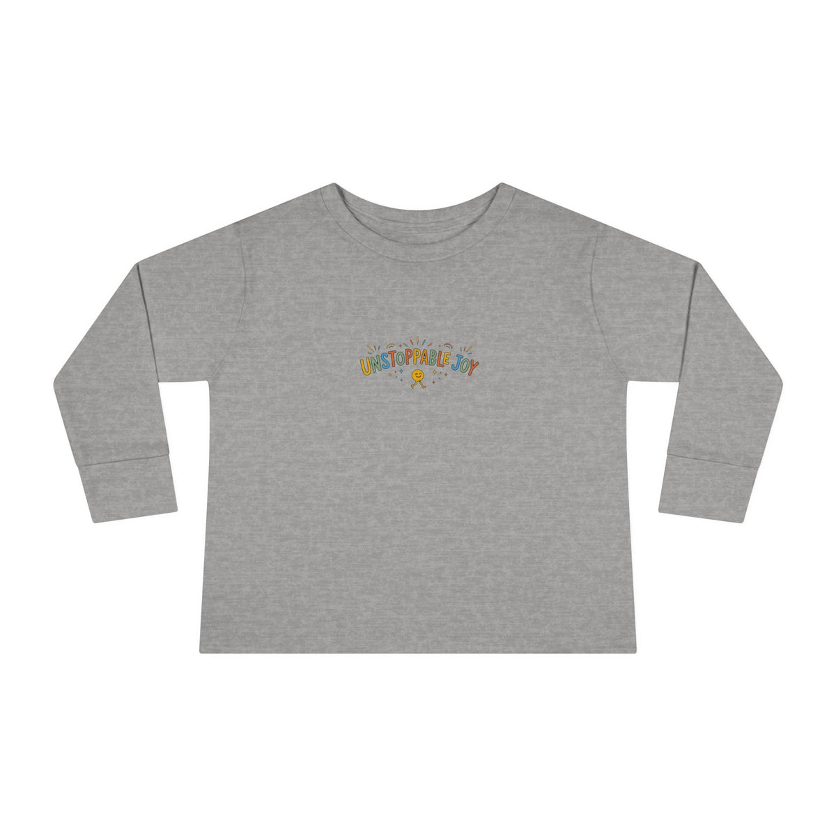 "Unstoppable Joy" Toddler Long Sleeve Tee — Sunny Doodle Lettering | Uplifted By Design™ Cerebral Palsy & Adaptive Movement Shirt