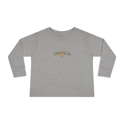 "Unstoppable Joy" Toddler Long Sleeve Tee — Sunny Doodle Lettering | Uplifted By Design™ Cerebral Palsy & Adaptive Movement Shirt