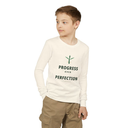 Progress Over Perfection Illustrated Edition Youth Long-Sleeve Tee | Uplifted By Design™