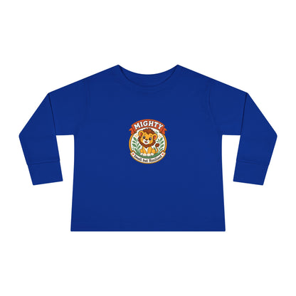 Mighty & Small but Resilient" Toddler Long Sleeve Tee — Cute Lion Design | Uplifted By Design™ Inspirational Kids Shirt