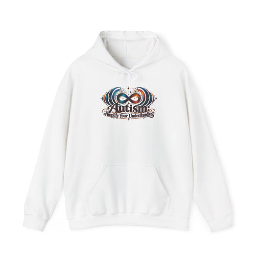 "Amplify Your Understanding" Unisex Hoodie — Infinity & Listening-Waves Graphic | Uplifted By Design™ Autism Acceptance & Sensory Pride Hoodie