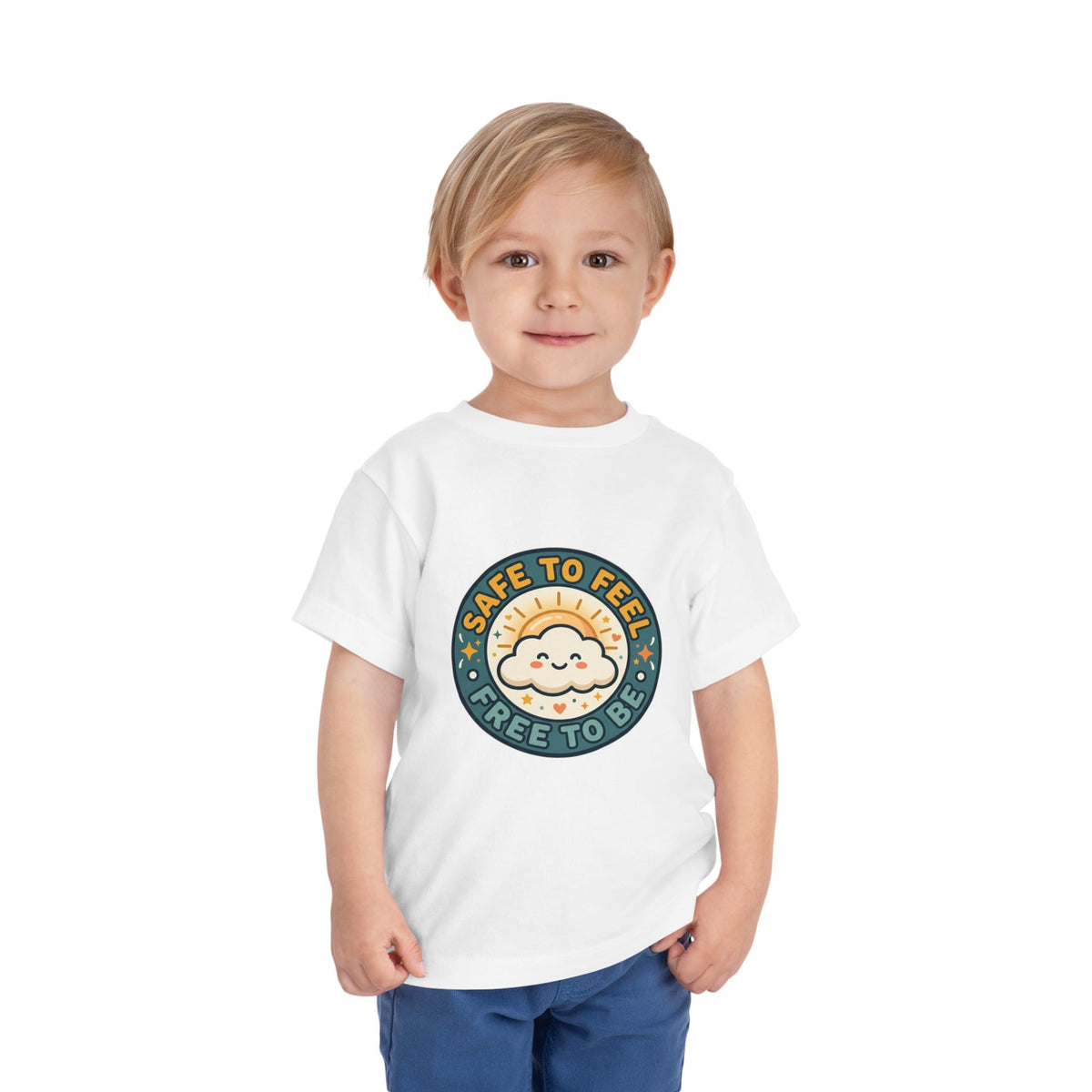 Toddler Tee — "Safe to Feel, Free to Be" Emotional Wellness | Mental Health Affirmation Kids Shirt