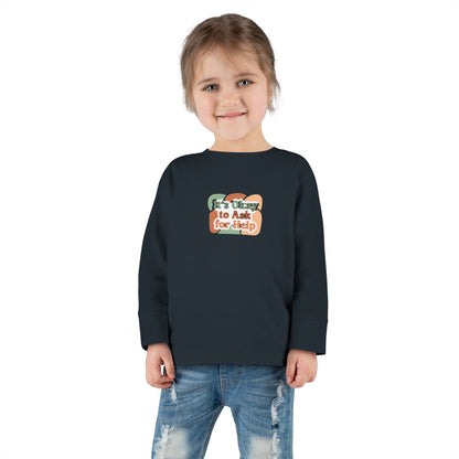 "It's Okay to Ask for Help" Toddler Long Sleeve Tee — Retro Layered Lettering | Uplifted By Design™ Inspirational Kids Shirt