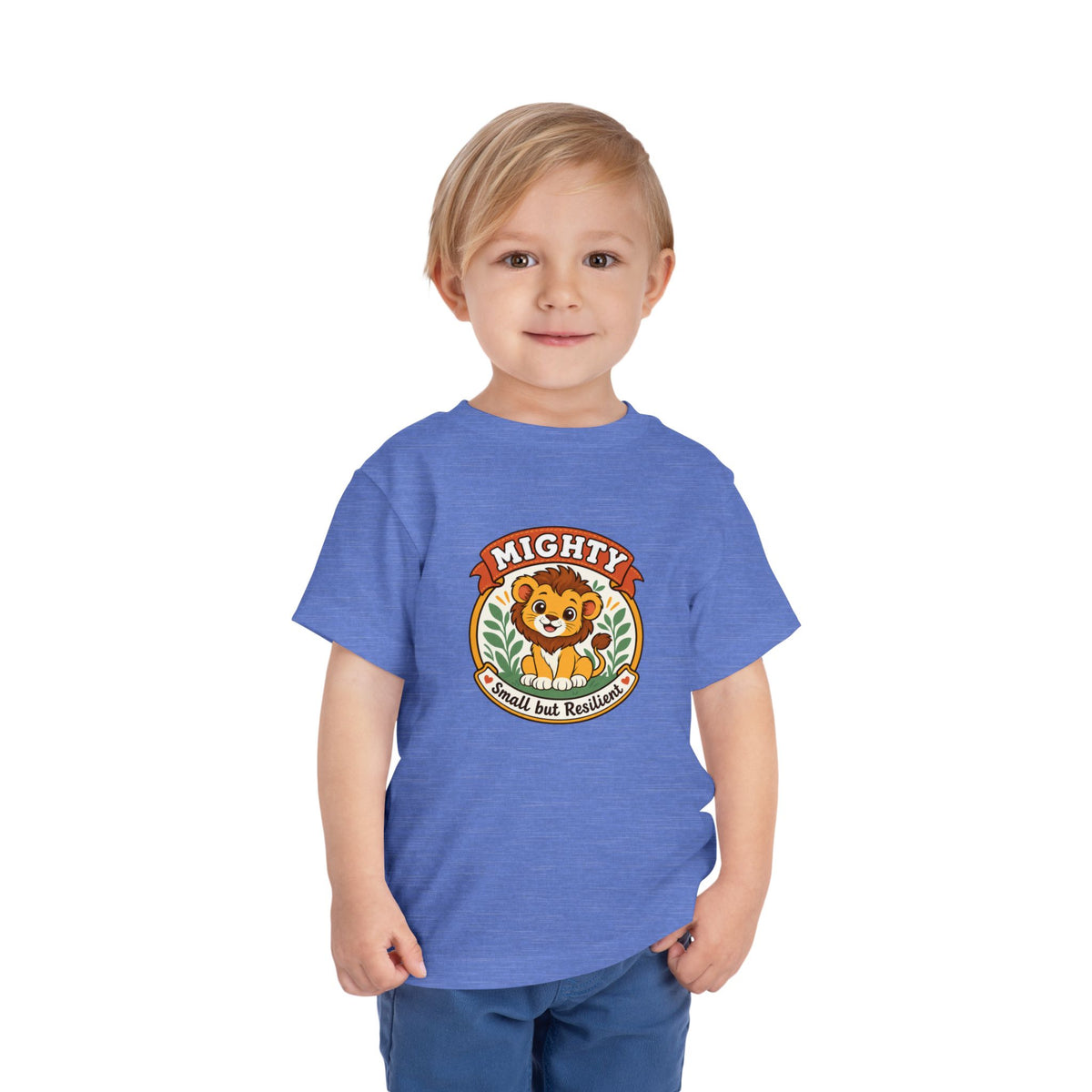 Mighty Lion Toddler Tee — "Mighty & Small but Resilient" Cute Kids T-Shirt