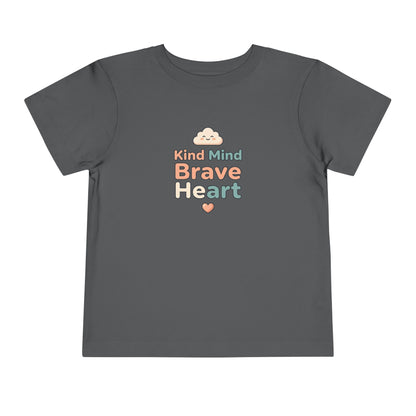 Kind Mind Brave Heart Toddler Shirt | Positive Affirmations Emotional Wellness Kids Tee