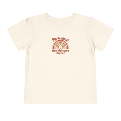 Big Feelings Are Welcome Here Toddler Shirt | Boho Rainbow Emotional Wellness Kids Tee