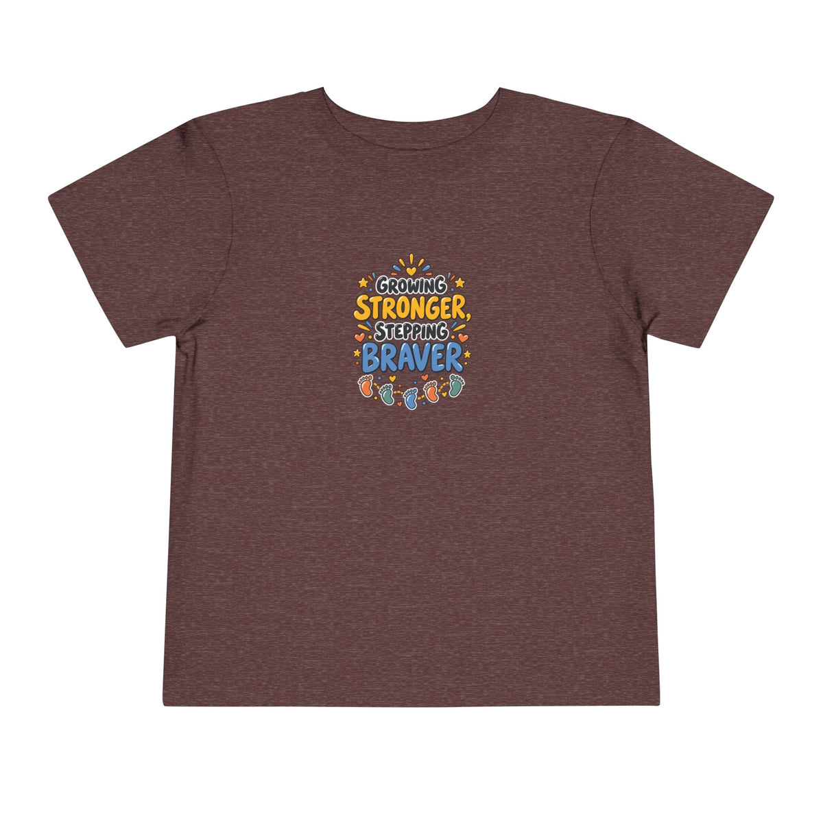 Growing Stronger Stepping Braver Toddler Tee | Uplifted By Design™ Inspirational Kids Shirt