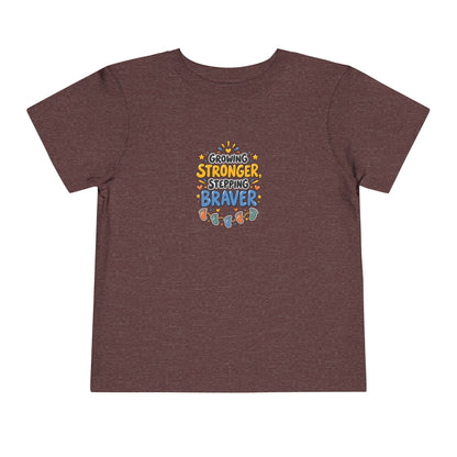 Growing Stronger Stepping Braver Toddler Tee | Uplifted By Design™ Inspirational Kids Shirt