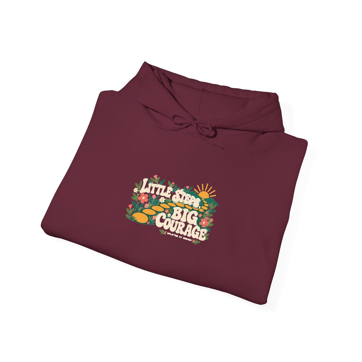 "Little Steps, Big Courage" Unisex Hoodie — Sunrise Path Graphic | Uplifted By Design™ Mental Health & Emotional Wellbeing Hoodie