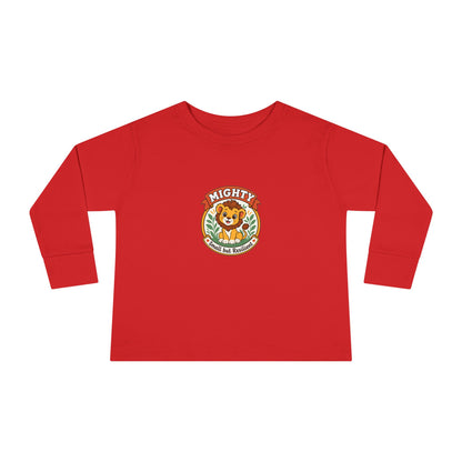 Mighty & Small but Resilient" Toddler Long Sleeve Tee — Cute Lion Design | Uplifted By Design™ Inspirational Kids Shirt