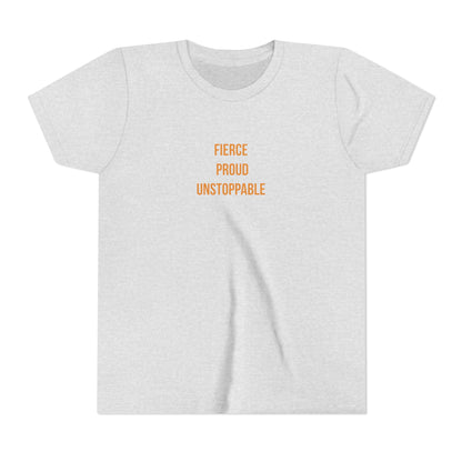 "Fierce Proud Unstoppable" Cerebral Palsy Awareness Youth Tee | Uplifted By Design