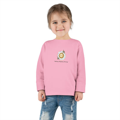 "Rolling, Stepping, Shining" Toddler Long Sleeve Tee — Adaptive Mobility Sun | Uplifted By Design™ Cerebral Palsy & Disability Pride Shirt