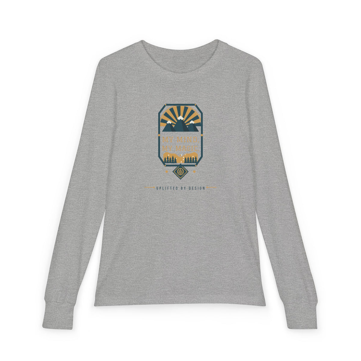 "My Mind, My Magic" Youth Long Sleeve Tee — Hand-Lettered Lockup | Uplifted By Design™ Autism Acceptance & Sensory Pride Shirt