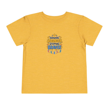 Growing Stronger Stepping Braver Toddler Tee | Uplifted By Design™ Inspirational Kids Shirt