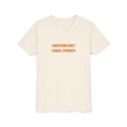 "Limitations Don't Cancel Strength" Cerebral Palsy Awareness Youth Tee | Uplifted By Design