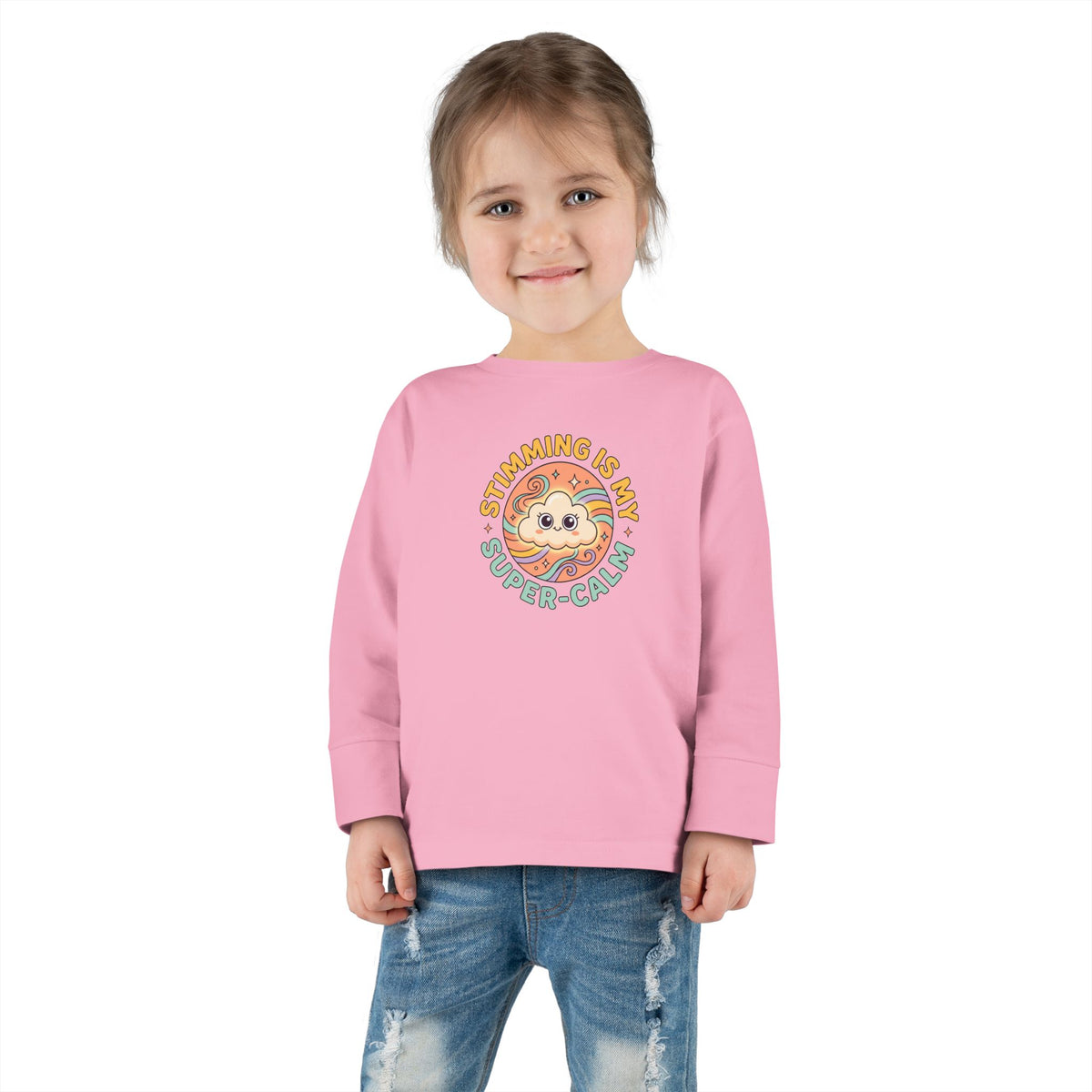 "Stimming Is My Super-Calm" Toddler Long Sleeve Tee — Sensory Affirmation | Uplifted By Design™ Autism Acceptance & Sensory Pride Shirt