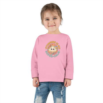 "Stimming Is My Super-Calm" Toddler Long Sleeve Tee — Sensory Affirmation | Uplifted By Design™ Autism Acceptance & Sensory Pride Shirt