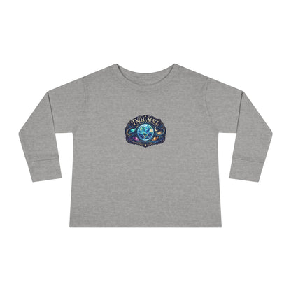 "I Need Space" Toddler Long Sleeve Tee — Cosmic Calm Planet | Uplifted By Design™ Autism Acceptance & Sensory Pride Shirt