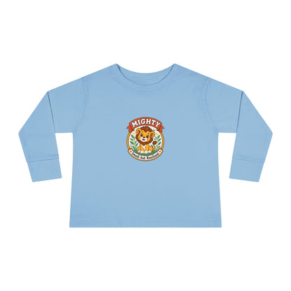 Mighty & Small but Resilient" Toddler Long Sleeve Tee — Cute Lion Design | Uplifted By Design™ Inspirational Kids Shirt