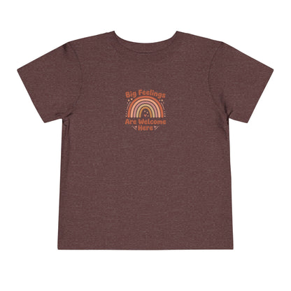 Big Feelings Are Welcome Here Toddler Shirt | Boho Rainbow Emotional Wellness Kids Tee