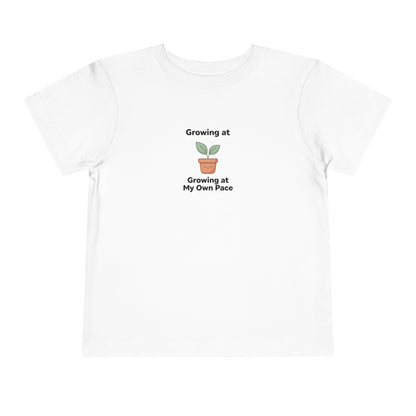 Growing at My Own Pace Toddler Shirt | Potted Plant Positive Affirmation Kids Tee