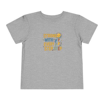 Toddler Tee — "Strong With Every Step, Step" Sunshine Design | Cerebral Palsy & Adaptive Movement Shirt