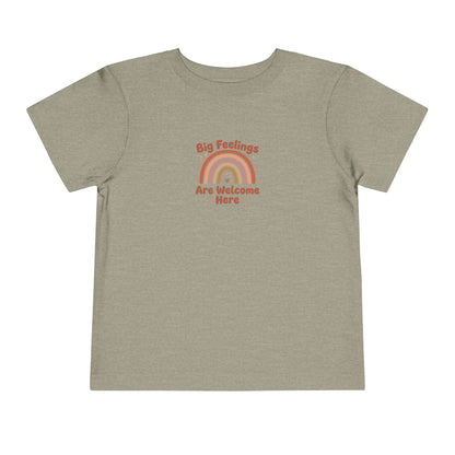 Big Feelings Are Welcome Here Toddler Shirt | Boho Rainbow Emotional Wellness Kids Tee