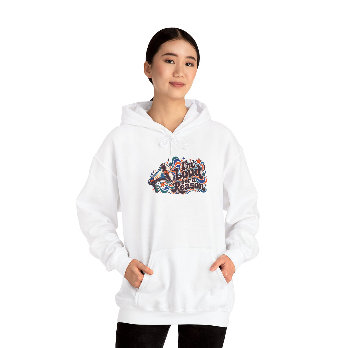 "I’m Loud for a Reason" Unisex Hoodie — Expressive Megaphone & Sound-Wave Graphic | Uplifted By Design™ Autism Acceptance & Sensory Pride Hoodie