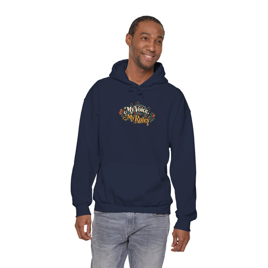 "My Voice, My Rules" Unisex Hoodie — Expressive Voice-Wave Graphic | Uplifted By Design™ Cerebral Palsy & Adaptive Movement Hoodie