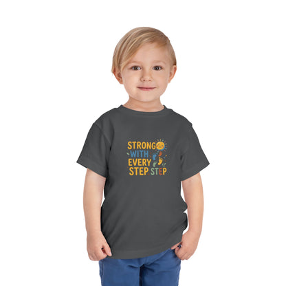 Toddler Tee — "Strong With Every Step, Step" Sunshine Design | Cerebral Palsy & Adaptive Movement Shirt