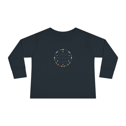 "Loved Exactly As I Am" Toddler Long Sleeve Tee — Puzzle Heart Wreath | Uplifted By Design™ Autism Acceptance & Sensory Pride Shirt