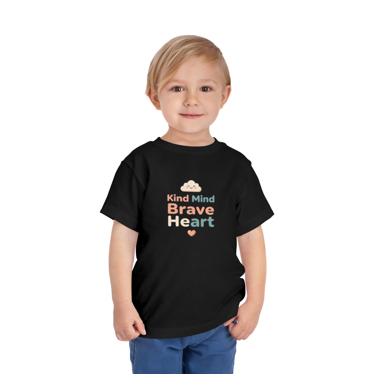 Kind Mind Brave Heart Toddler Shirt | Positive Affirmations Emotional Wellness Kids Tee