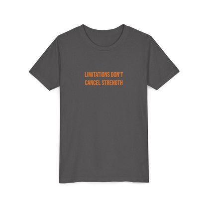 "Limitations Don't Cancel Strength" Cerebral Palsy Awareness Youth Tee | Uplifted By Design