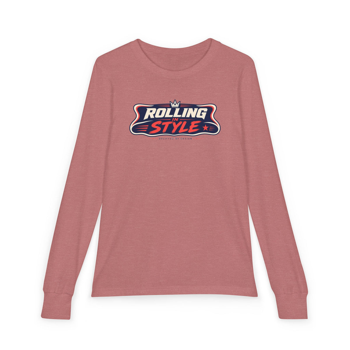"Rolling In Style" Youth Long Sleeve Tee — Streetwear Banner Crest | Uplifted By Design™ Cerebral Palsy & Disability Pride Shirt