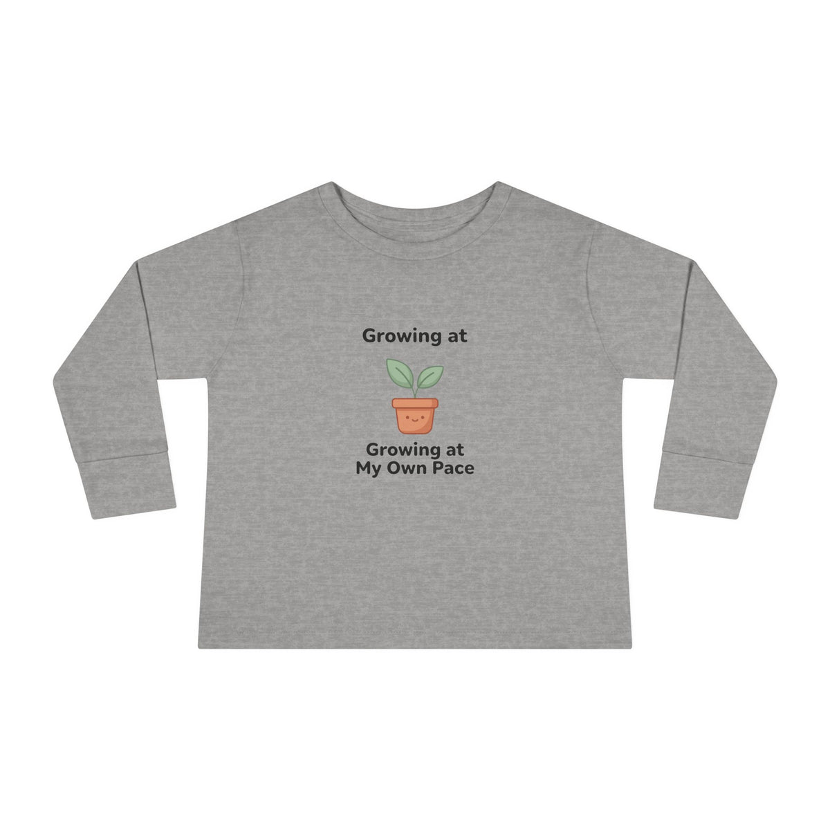 "Growing at My Own Pace" Toddler Long Sleeve Tee — Little Sprout Pot | Uplifted By Design™ Inspirational Kids Shirt