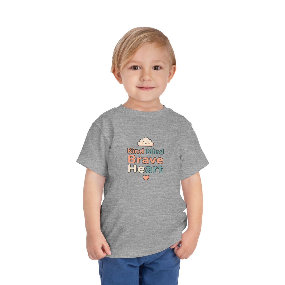 Kind Mind Brave Heart Toddler Shirt | Positive Affirmations Emotional Wellness Kids Tee