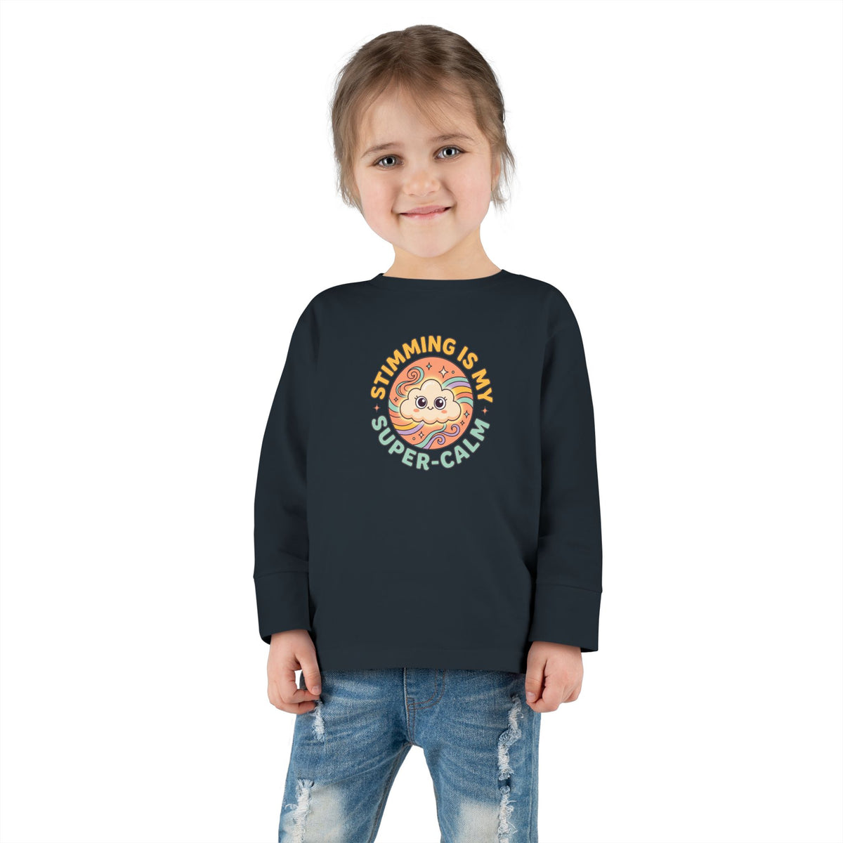 "Stimming Is My Super-Calm" Toddler Long Sleeve Tee — Sensory Affirmation | Uplifted By Design™ Autism Acceptance & Sensory Pride Shirt