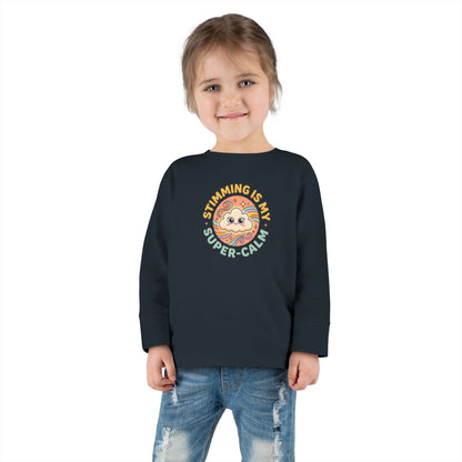"Stimming Is My Super-Calm" Toddler Long Sleeve Tee — Sensory Affirmation | Uplifted By Design™ Autism Acceptance & Sensory Pride Shirt